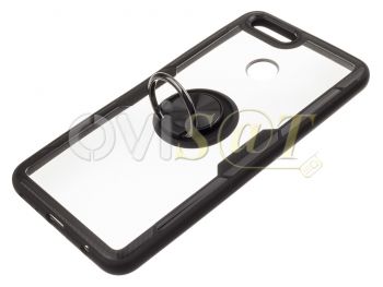 Funda RING transparente y negra con anillo anticaída negro para Huawei Honor 7X, BND-L21